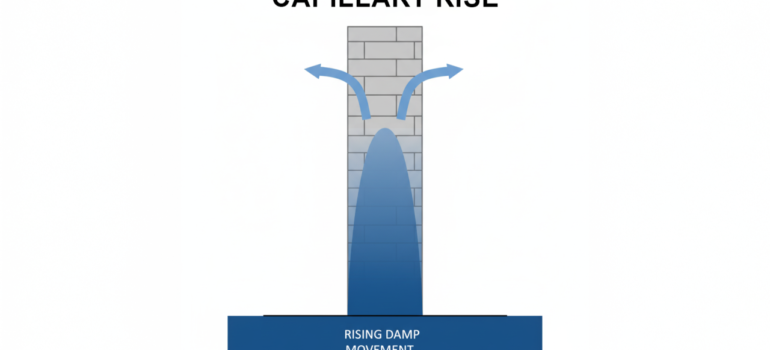 Capillary rise causing rising damp in walls